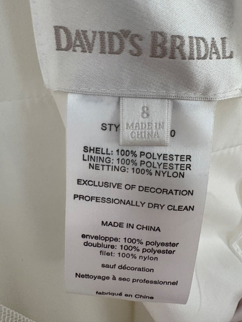 DAVID’S BRIDAL flower girl dress lace detail size 8 - Picture 8 of 8